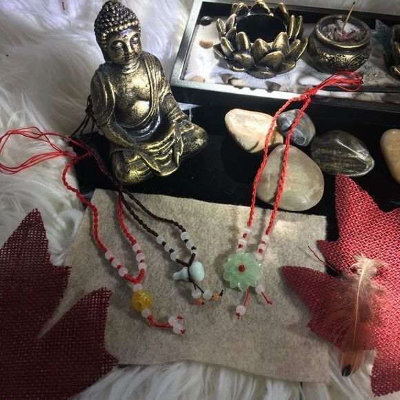 Vintage Handmade adjustable silk jade necklaces - Picture 1 of 6